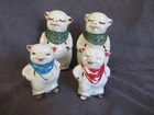 Shawnee Pottery Smiley Pig Large Green & Small Blue/Red Salt/Pepper Shakers kl