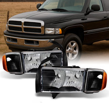 - for 99-01 Dodge Ram 1500 Pickup Truck Sport Package Black Headlights Head Lamp