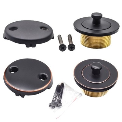 Bath Drain Stopper with 2-Hole Overflow Faceplate for Standard Bath Tub