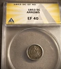 1853 LIBERTY SEATED HALF DIME WITH ARROWS ** ANACS EF-40 ** (7557)