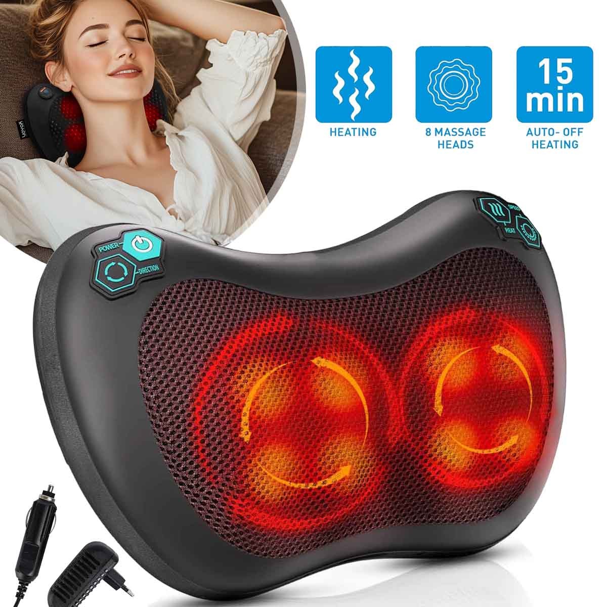 Shiatsu Massagegerät 3D Nacken Schulter Rücken Massagekissen mit Wärmefunktion