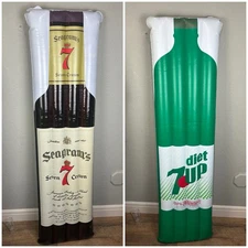 Seagrams 7 and 7 UP Advertising Vinyl Pool Float  Vintage 68” X 20” Ads