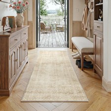 Beige Vintage Hallway Runner Rug 2x6