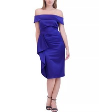 Eliza J Women's Off-The Shoulder Draped Sheath Dress Cobalt 6