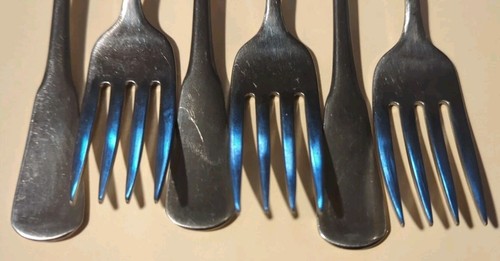 6x SET- ONEIDA USA Satin Stainless YANKEE CLIPPER SALAD FORKS 6.75" EXC free shp - Picture 2 of 6