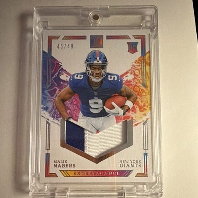 Panini 2024 Impeccable Football Malik Nabers Giants Extravagance RC MEM /49