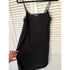 Express Black Lace Trim Slip Dress Sz S Y2K Going Out Little Black Dress
