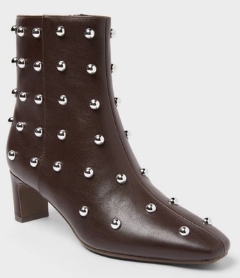 New Women s Tigris Low Shaft Heeled Boots With Memory Foam Dark Brown 7.5