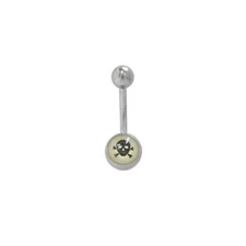 Belly Button Ring Black Skull Surgical Steel