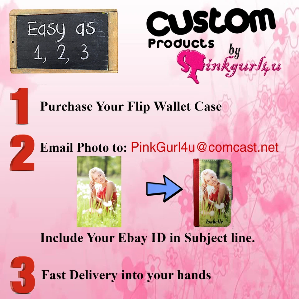 Leather Wallet Customized Personal Picture Phone Case Cover For iPhone Samsung  - Image 2 of 4