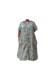 VTG House Coat cottage-core Blue floral Roses Medium Granny Core Models coat