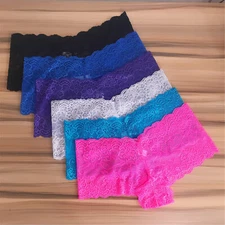 6 Pcs Lot Womens Sexy Full Lace Boyshorts Panties Hot Briefs Underwear,S-XXL