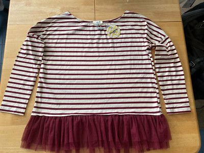 Hayden Los Angeles Women's Sz S Maroon Ivory Striped Long Sleeve
