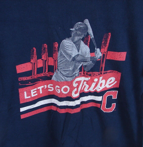 Michael Brantley Let's Go Tribe Cleveland Indians Blue T Shirt Size Youth XL - Picture 2 of 3