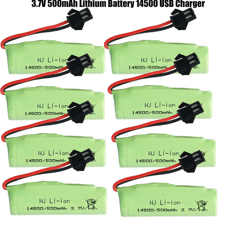 3.7V 500mAh Lithium Battery 14500 with USB Charger for DE40 DE50 E35 DE38 RC Car - Image 2 of 4