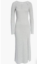 Reformation Lemon Women's Long Sleeve Knit Midi Dress Grey Size L