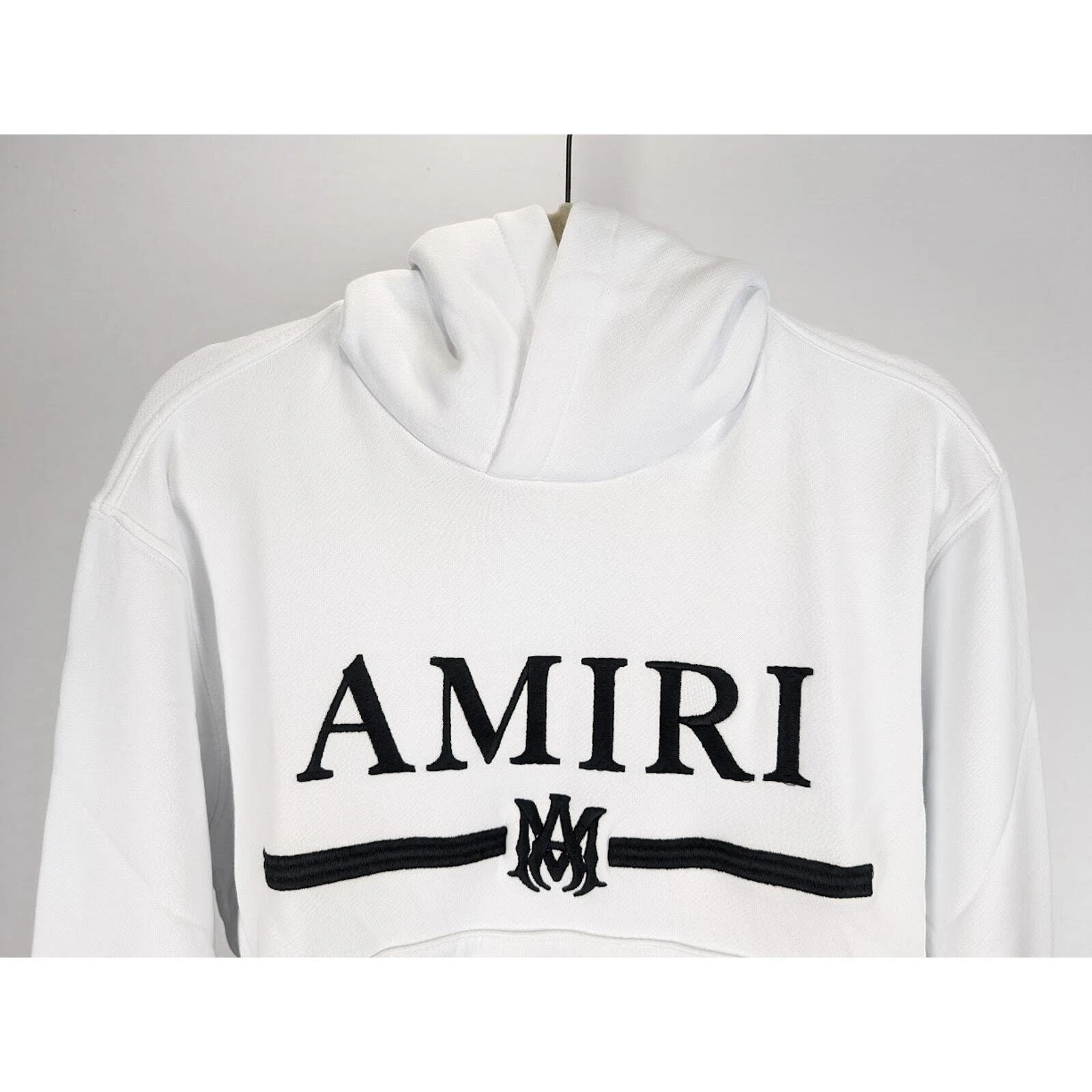 Felpa con cappuccio Amiri MA Bar ricamata bianca nuova con etichetta XXL