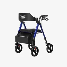 VOCIC Walker for Seniors, Foldable Walker with Seat, Rollator Walker, Blue