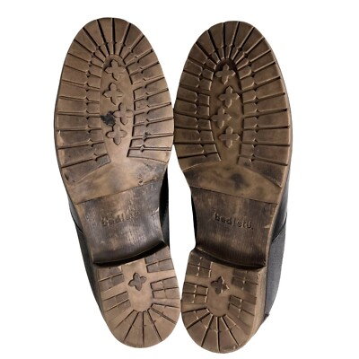 Bed Stu Fillmore Black Leather Gray Suede Slip On Lug Sole  display picture 1