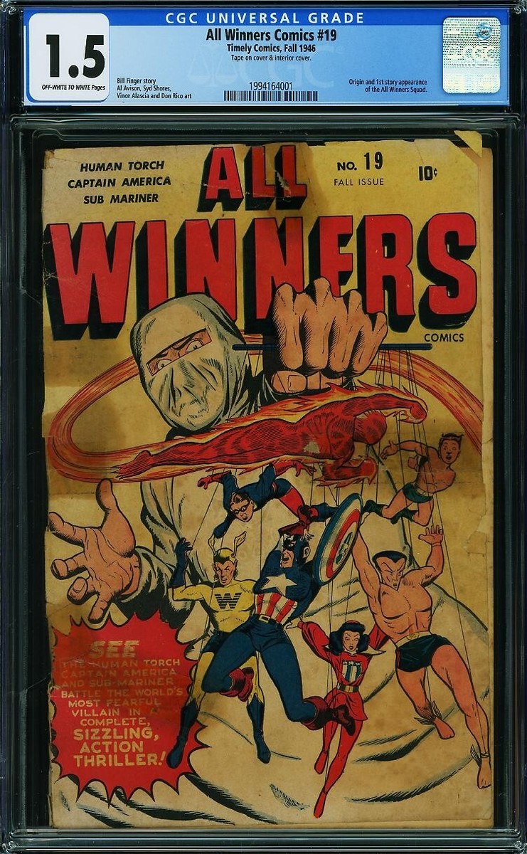 1946 Marvel All Winners Comics 19 CGC 1.5. 1st All Winners Squad