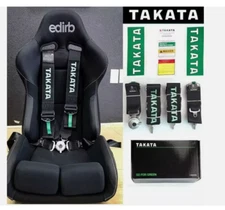 Takata RACE 4 Point Snap-On 3" Racing Seat Belt Harness Camlock Black Colour DHL