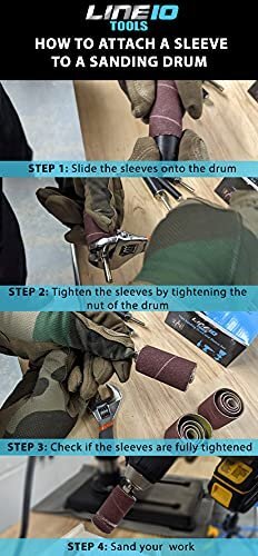 16-Piece 2-Inch Long Drum Sanding Sleeve Set For Drill Press & Spindle Sanders