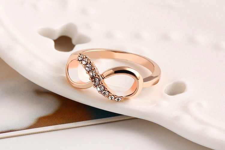 Women's Fashion Jewelry Rose Gold Infinity Ring Crystal Zircon 54