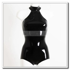 Latex Leotard Women Swimsuit Rear Neck Snap Buttons Backless Unisex Customize J6