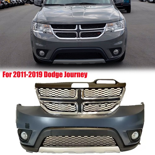For 2011-2019 Dodge Journey Front Bumper Cover Set w/ Fog Lights Black