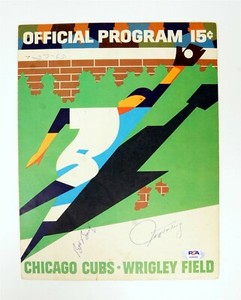 BOB BAILEY JEFF TORBORG Chicago Cubs Autographed 1967 Game Program w PSA/DNA COA
