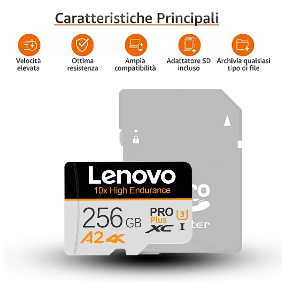 Micro Sd  256 512 GB 1 TB  con Adattatore SD A2 U3 Velocità di Lettura  100 MB/s - Imagen 3 de 4