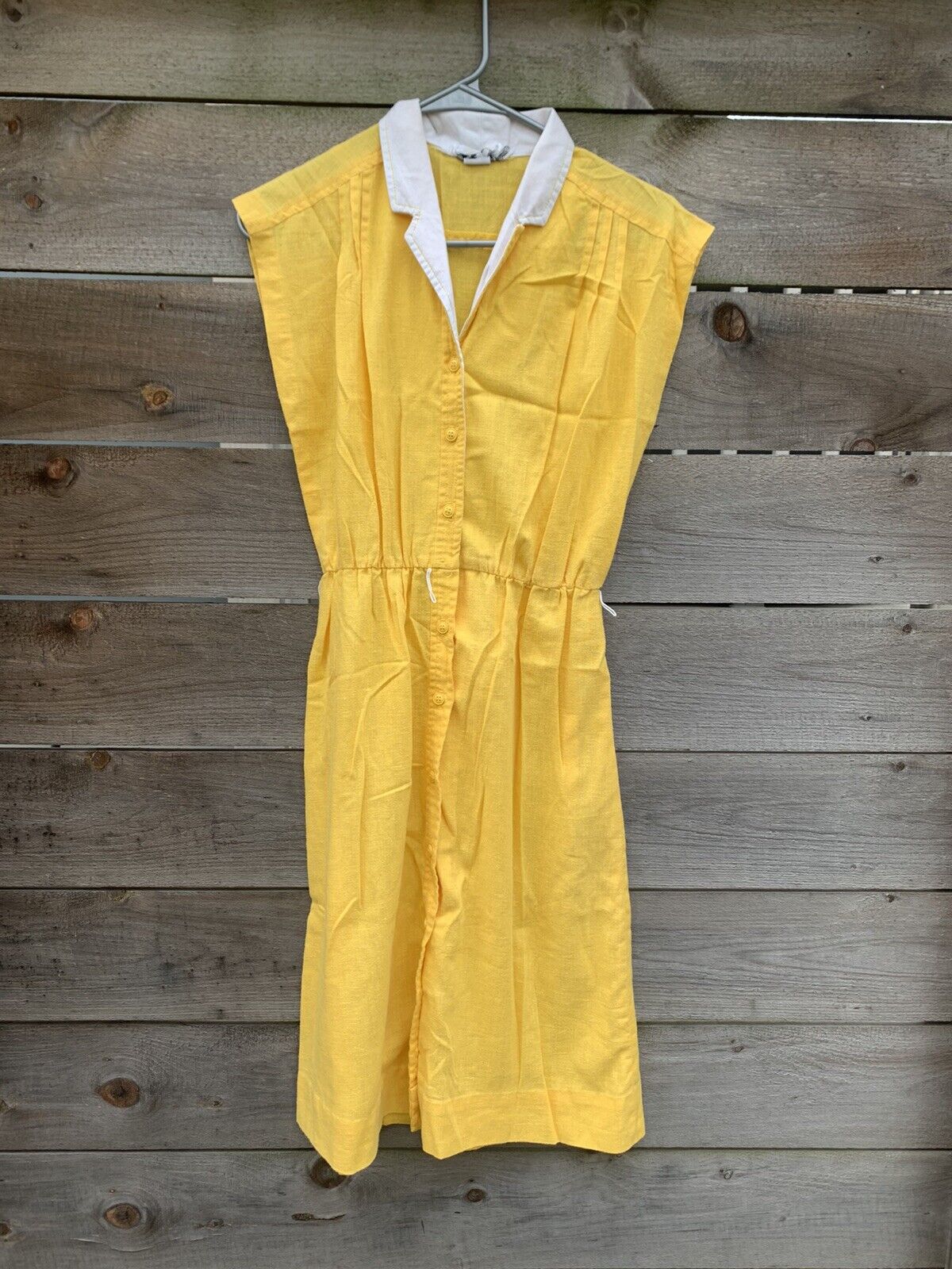Vintage 1970’s dress womens Xs yellow midi summer… - image 1