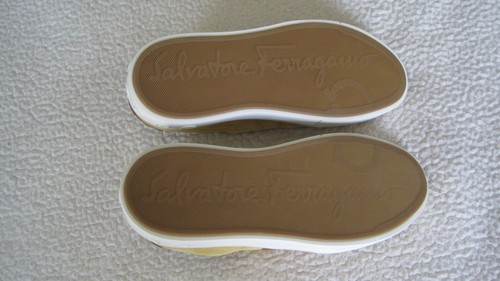 NIB SALVATORE FERRAGAMO BORG 12 Sz 7.5 M Men's Sneakers yellow Mustard Suede - Picture 14 of 15
