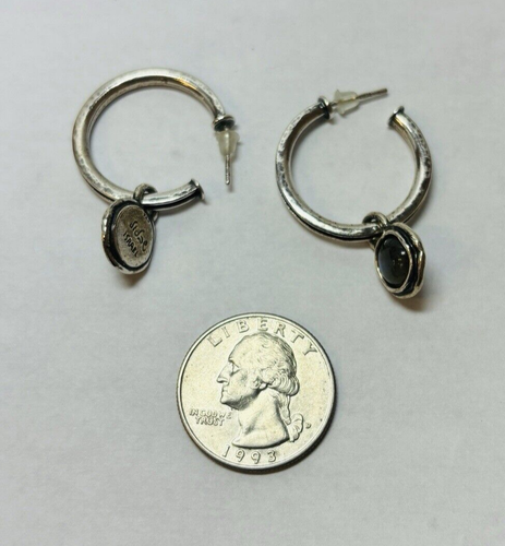 Shablool Didae Sterling 925 Silver Labradorite Hoop Dangle Earrings - Picture 4 of 5