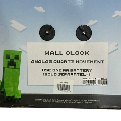 Minecraft Wall Clock Block Creeper Analog Quartz Battery Operated 11 in NEW NIB - Picture 7 of 15