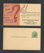 1930s PACKARD AUTOMOBILE LOUISVILLE MOTOR CO KY ADVERTISING POSTAL CARD UX27 #2