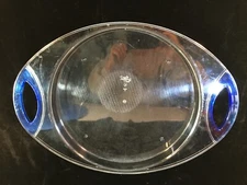PAMPERED CHEF Serving Tray 2283 Clear Plastic w/Blue Accents