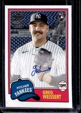 2023 Topps Archives Greg Weissert Fan Favorites Auto RC Rookie #81FF-GW Yankees