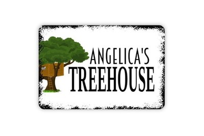 Personalized Treehouse Sign | Custom Outdoor Wall Decor Metal Sign or Canvas