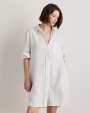 Quince 100% European Linen Shirt Dress White Basic Sleeved XS