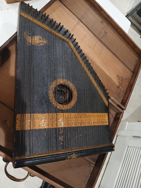 Antique Columbia Zither Chord Harp Instrument Phonoharp Co. 1900s AS IS w/case