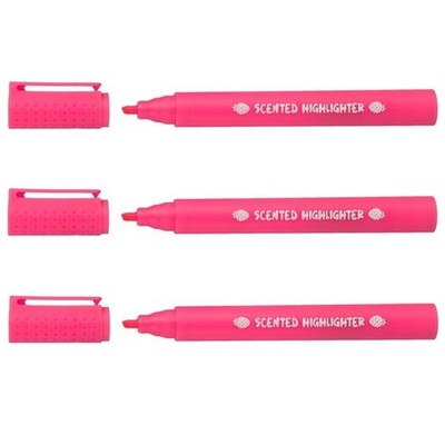 3 x Pink Highlighter Big Giant Jumbo 2.5 x 23cm Scented Strawberry Marker Pen