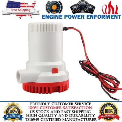 2000 GPH Bilge Boat Marine Water Pump 12V Submersible Plumbing Electric 1-1/8''