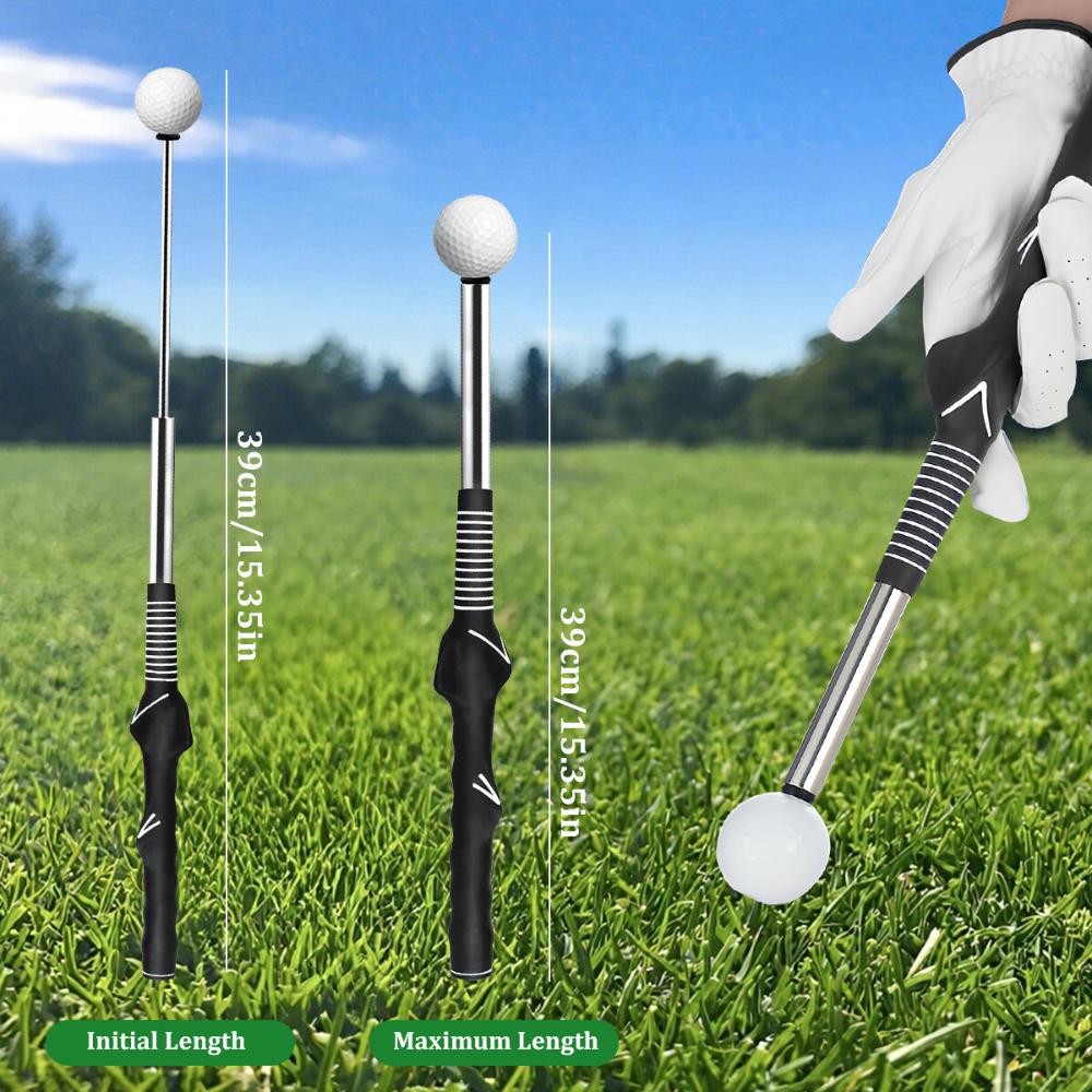 Retractable Golf Swing Aid w/Rhythm Click Sound Golf Grip Trainer Speed Trainin~