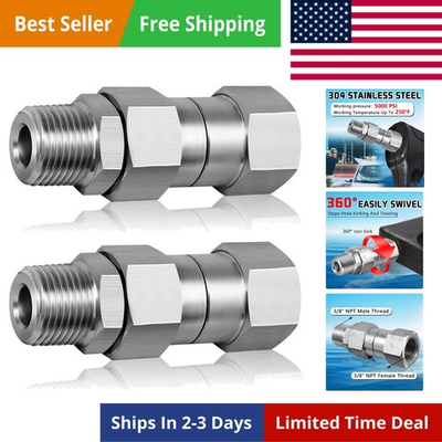 #ad 3 8 NPT Pressure Washer Swivel Fitting Anti Twist 3 8 Male to Female Stainle... $31.49