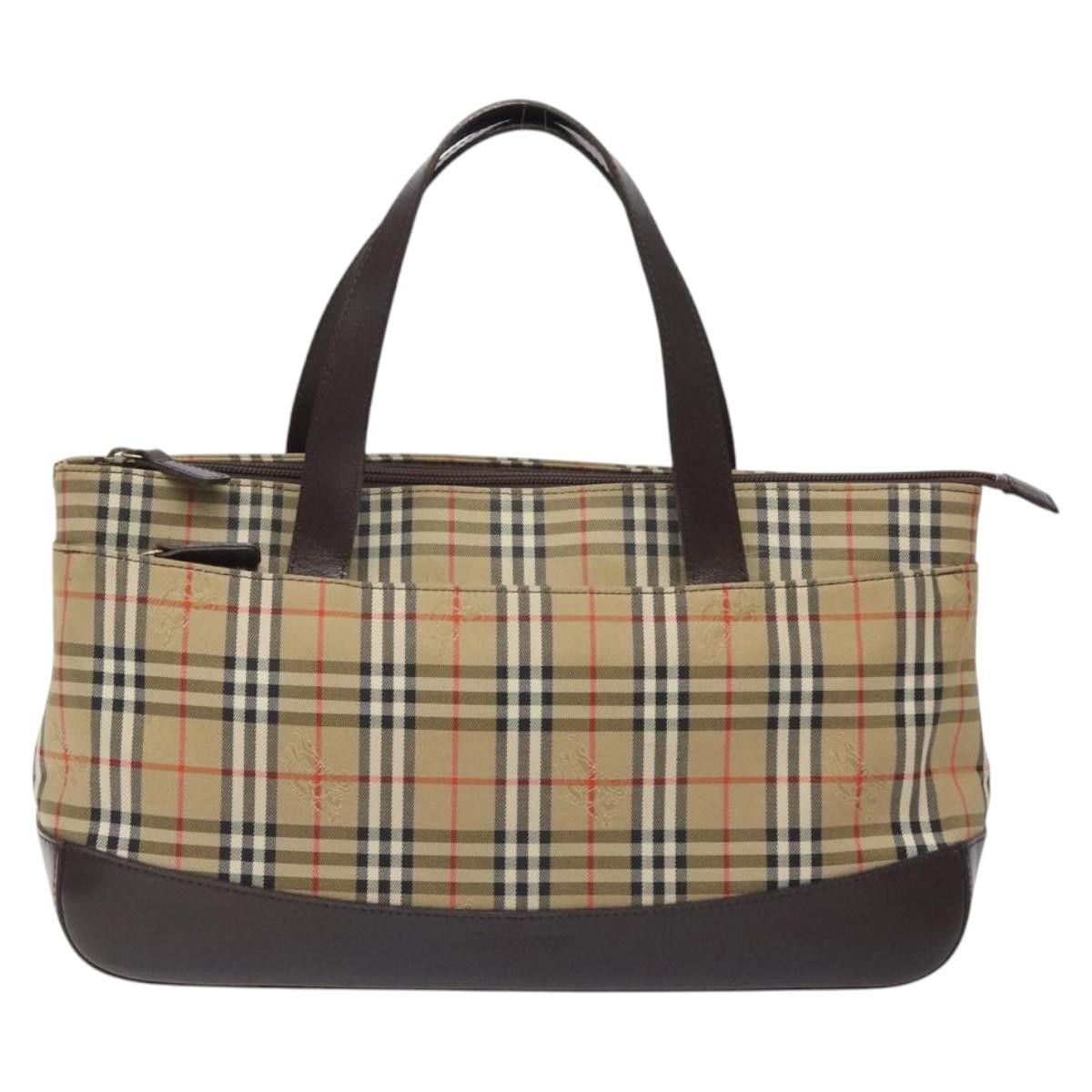 Burberry Haymarket Beige Canvas Tote Bag 100% Authentic Luxury-image