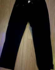 Mens Ralph Lauren Chaps 34x30 Black Straight Leg Flat Front Corduroy Pants Jeans
