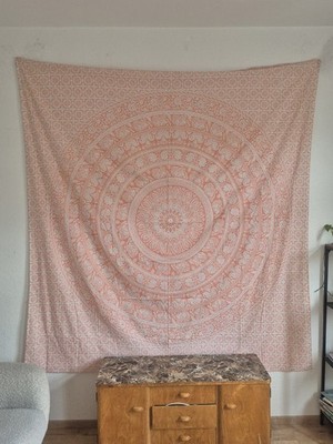 Wandteppich / Wandbehang / Wandtücher  Rosa Mandala Tuch Pink Xxl 210×230cm