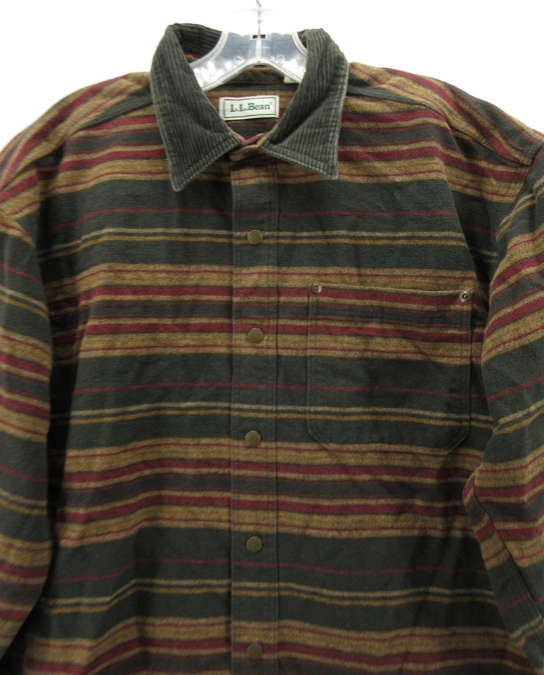 VINTAGE LL Bean Shirt Men Medium Green Blanket Southwest Shacket Corduroy Collar - Image 2 of 4