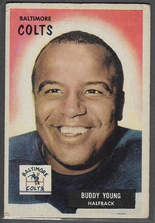 Buddy Young #65 Football Cards 1955 Bowman trading card — raw and PSA graded price guide